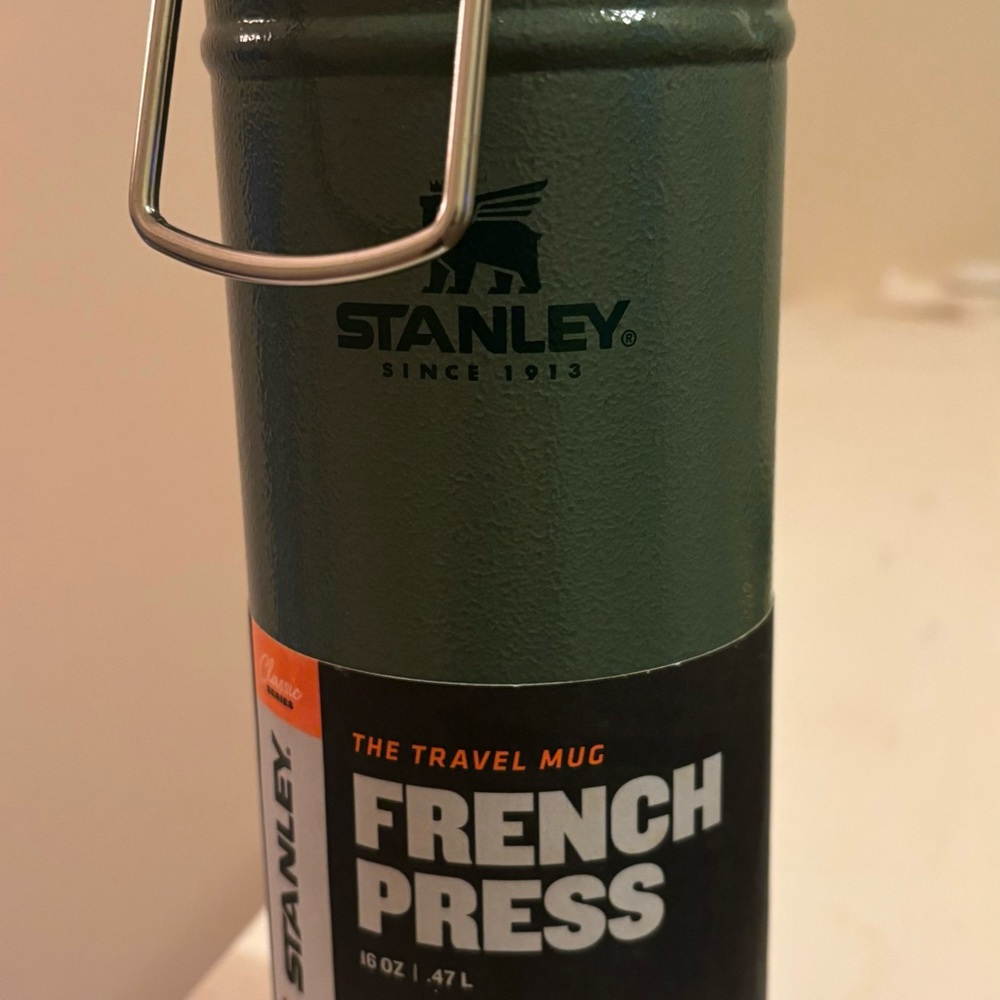 - NEW Stanley French press travel coffee mug. See small flaw, tiny dent